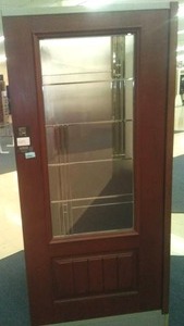 lot 172 image: Bayer 36 in. Prefinished Exterior Standard Door with Glass insert.