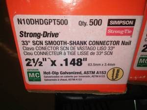 lot 254 image: Simpson 2  x .148 in. Smooth Shank Connector Nail. (3) 1500 total