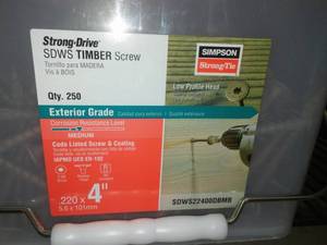 lot 255 image: Simpson 4 in. SDWS Timber Screws (Qty 250).