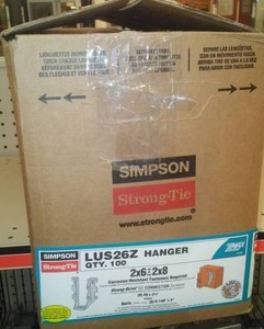 lot 259 image: Simpson 2 x 6 Joist Hangers  1 case (qty 100).