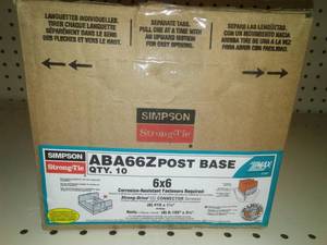 lot 267 image: Simpson Post Base 6x6 (1 case Qty 10) $250 retail