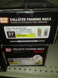 lot 439 image: Grip Rite Collated Framing Nails. 2 38 in. 21degree (2) Quantity 10,000