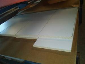 lot 672 image: 1x12x12 ft. Laminated Shelf Board, lattice and more