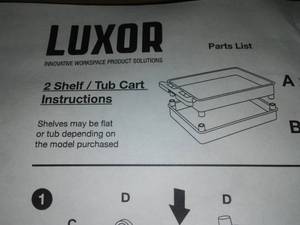 lot 681 image: NEW in Box Luxor 2-Teir Poly Utility Cart. $159 retail