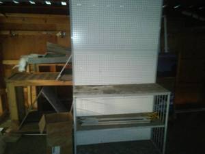 lot 689 image: Pegboard with shelves plus more.
