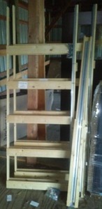 lot 785 image: Pocket Door Frames (2) 30 and 36 with Hardware and top rail.