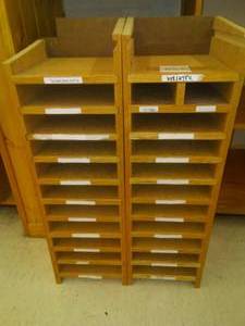 lot 805 image: Wood Dividers.  Nicely Made. Fits inside a cabinet.