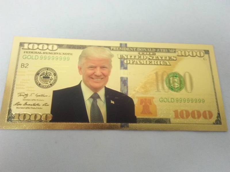 lot 342 image: 3  Trump Gold Foil 1000 bill nonnegotiable.