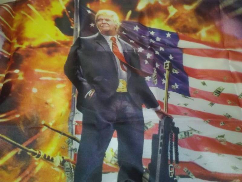 lot 343 image: Trump flag guns ablazin.