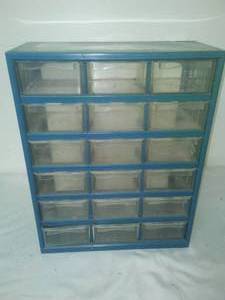 lot 488 image: 18 drawer storage bins cabinet