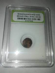 lot 346 image: Roman Coin Widows mite 50 BC to 400 A.D., authentic.