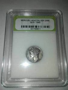 lot 347 image: 7 Mercury Head Silver Dime 1946-1945. Authentic.