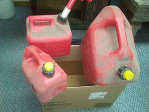 lot 440 image: 3 portable gas cans  plastic.