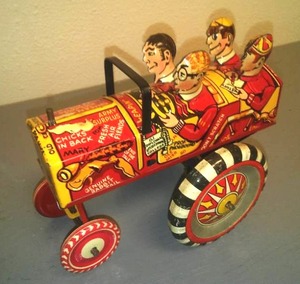 Marx Tin Windup Jalopy College Crazy Car, WWII Era.