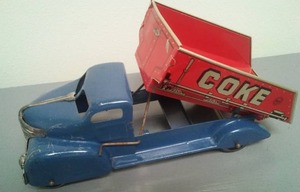 Vintage Marx Coke Coal Steel Tin Toy Dump Truck.