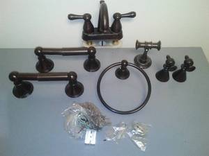 Bathroom faucet, towel ring hooks & more