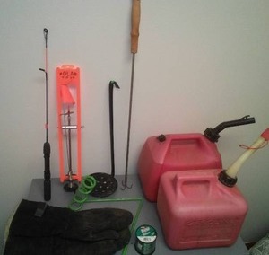 Ice fishing gear and more.
