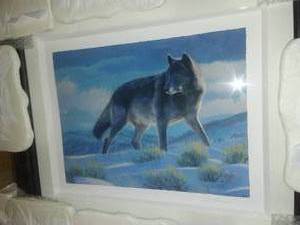 New Signed Print of Wolf - Framed and matted