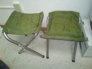 Aluminum framed fold up camp stools (2).