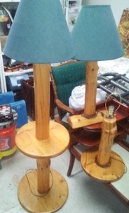 3 Pine Wood Lamps.