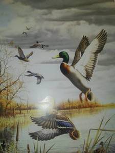 Numbered print, Joseph Hautman, - Moving on, Mallards in the Slough