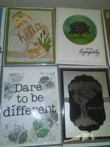 16 hand crafted greeting cards in a basket
