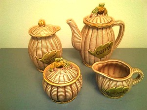 Vintage Coffee, creamer, sugar set.