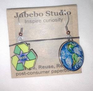 Jabebo Studio Earrings - Reuse Recycle. Includes Gift bag