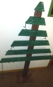 Lighted wood Christmas tree 56  tall