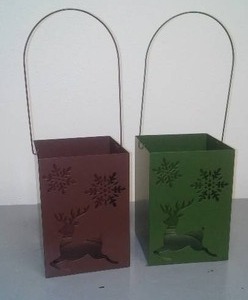 Metal Candle Holders - deer & snowflakes.
