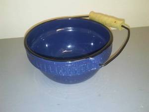 Blue Stoneware Bowl with handle