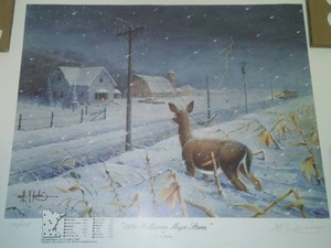 Numbered Print 1991- Halloween Mega Storm. Les Kouba, Published by American Wildlife Art Gallery, 1992 # 9045000, New stored in a 4 in. tube.