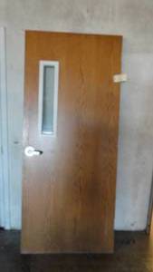 Wood Door With Windows & Handle