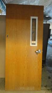Wood Door with Window and Handle