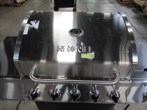 lot 107 image: Nexgrill 5-Burner Propane Gas Grill in Stainless Steel with Side Burner and Condiment Rack 720-0888S