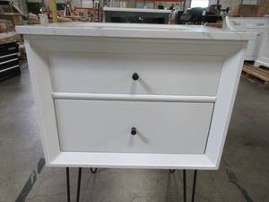 lot 121 image: Dorel Living Jalila 24 in. White Bathroom Vanity w White Composite Granite Vanity Top, White Ceramic Rectangular Sink DE57636