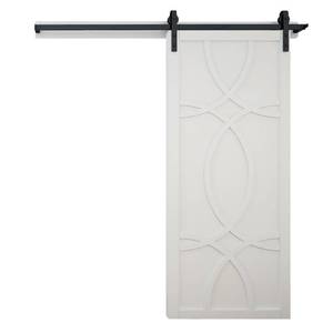 lot 304 image: Verycustom 36 in. x 84 in. Hollywood Light Gray Wood Sliding Barn Door with Hardware Kit.