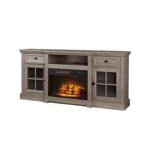 lot 325 image: Glenville 70 in. Freestanding Media Console Electric Fireplace TV Stand in Antique Gray, 118151