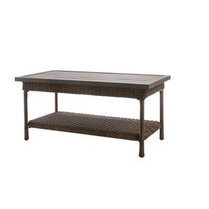 lot 327 image: Hampton Bay Beacon Park Wicker Outdoor Coffee Table with Slat Top FWS80486
