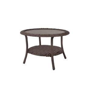lot 328 image: Hampton Bay Cambridge Brown Round Wicker Outdoor Coffee Table, 65-17148B0