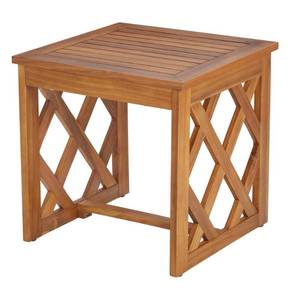 lot 331 image: Hampton Bay Willow Glen Farmhouse Wood Outdoor Patio Side Table with Teak Finish, 81888