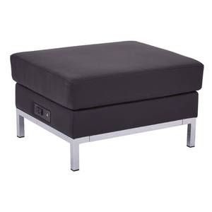 lot 340 image: OSP Home Furnishings Black Faux Leather Ottoman Modular Component with Chrome Base and ACUSB 3.0 Charging Station, WST51OP-B18