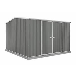 lot 346 image: Absco Sheds Premier 10 ft. x 10 ft. Woodland Gray Metal Shed, AB1002