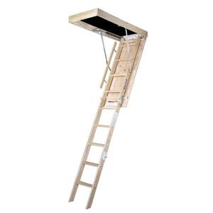 lot 347 image: Werner 8 ft., 25 in. x 54 in. Wood Attic Ladder with 350 lb. Maximum Load Capacity, WH2508