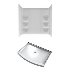 lot 348 image: American Standard Ovation 33.5 in. x 48 in. x 75.25 in. Combo 4-Piece Shower Kit in Arctic, BW001-OV.011 - Side Walls Have Slight CracksDings