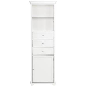 lot 352 image: Home Decorators Collection Hampton Harbor 22 in. W x 10 in. D x 67-12 in. H Linen Cabinet in White, 3987020410 - Slight chip on 1 wall of cabinet - see photo.