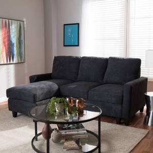 lot 356 image: Baxton Studio Greyson Modern & Contemporary Dark Grey Fabric Upholstered Reversible Sectional Sofa - R9002-Dark Grey-Rev-SF
