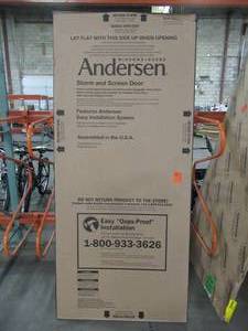 lot 603 image: Andersen Windows 3000 Series 36 x 80 Full Lite Storm Door in White with Screen.