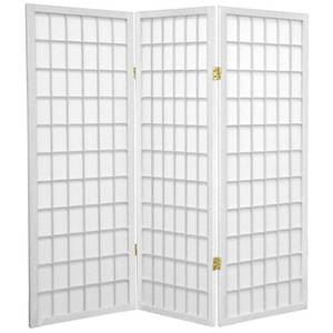 lot 318 image: Oriental Furniture 4 ft. White 3-Panel Room Divider, WP48-WHT-3P.