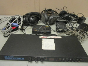 ALESIS MIDIVERB II DIGITAL EFFECTS PROCESSOR, SABINE BACK TRACK RIFF DECODERSAMPLER, HEADPHONES
